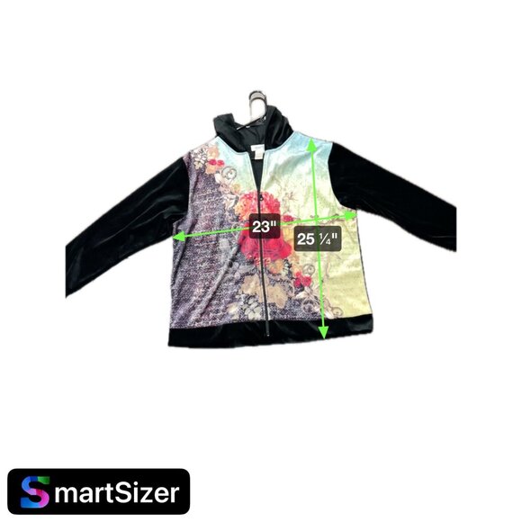 Coldwater Creek Womens Floral Zip-Up Hoodie Jacket Multicolor Size 1X - Picture 6 of 8